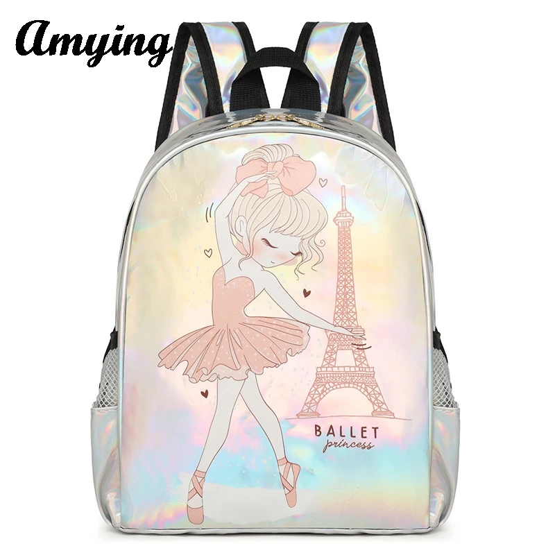 Mochila infantil a laser impermeável, mochilas de dança de balé, mochila de dança latina para meninas, crianças