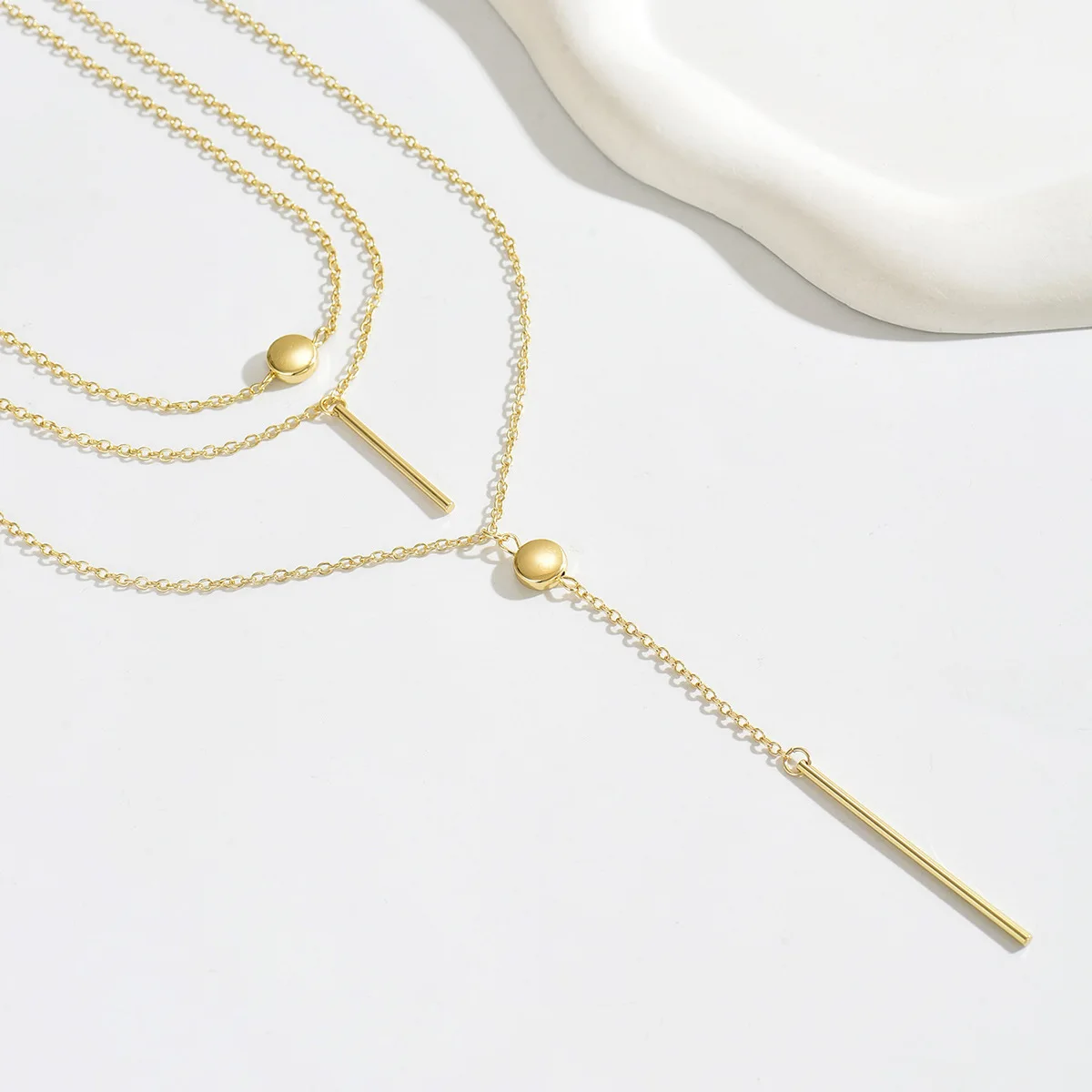 Minimalist 3-layer pendant chain necklace trendy personalized accessories wholesale