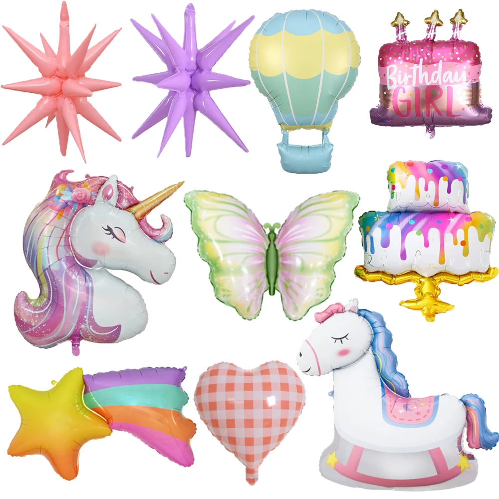 1pc Unicorn Butterfly Balloon Trojan Meteor Explosion Star Foil Balloon Birthday Wedding Party Decoration Baby Shower Supplies