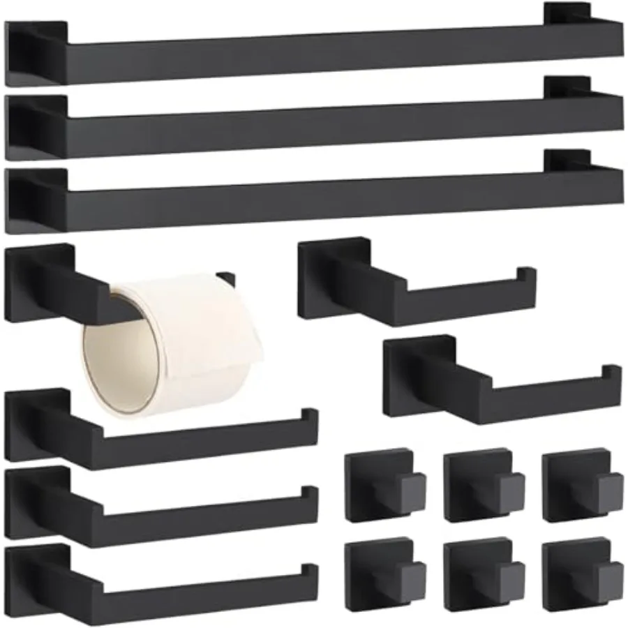 

15 Pieces Bathroom Hardware Accessories Set 23.6 Inch Stainless Steel Bath Towel Bar Bathroom Hardware Set Towel Racks Holder f