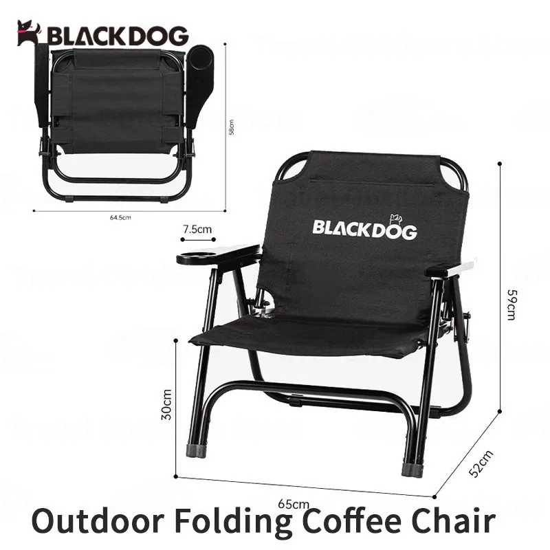 Naturehike BLACKDOG Portable Folding Coffee Chair Widened Design Outdoor Camping Picnic Beach Stool Furniture With Cup Holder