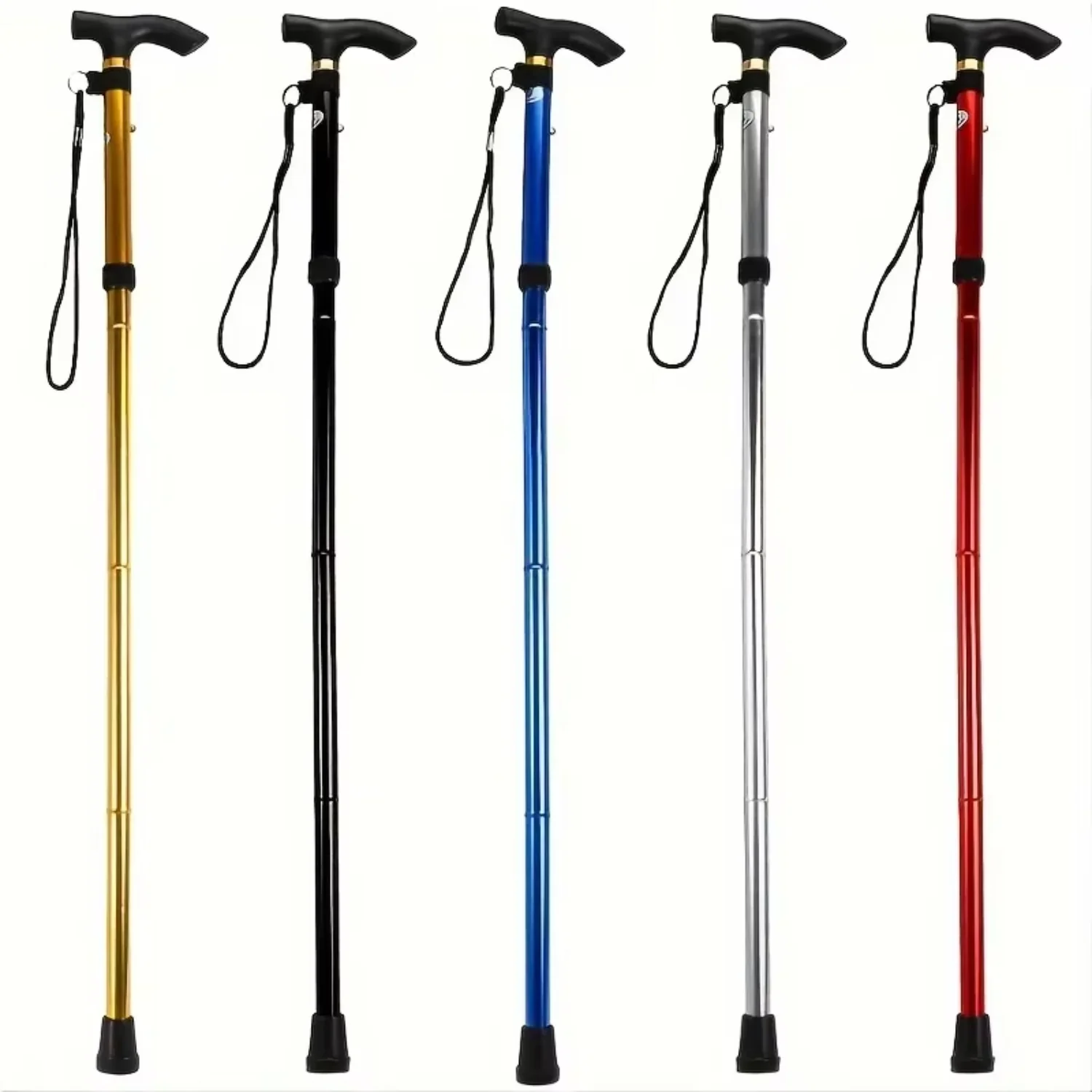 Lightweight Foldable Walking Stick With Rubber Tip And Adjustable Height - Hiking, Trekking, And Travel