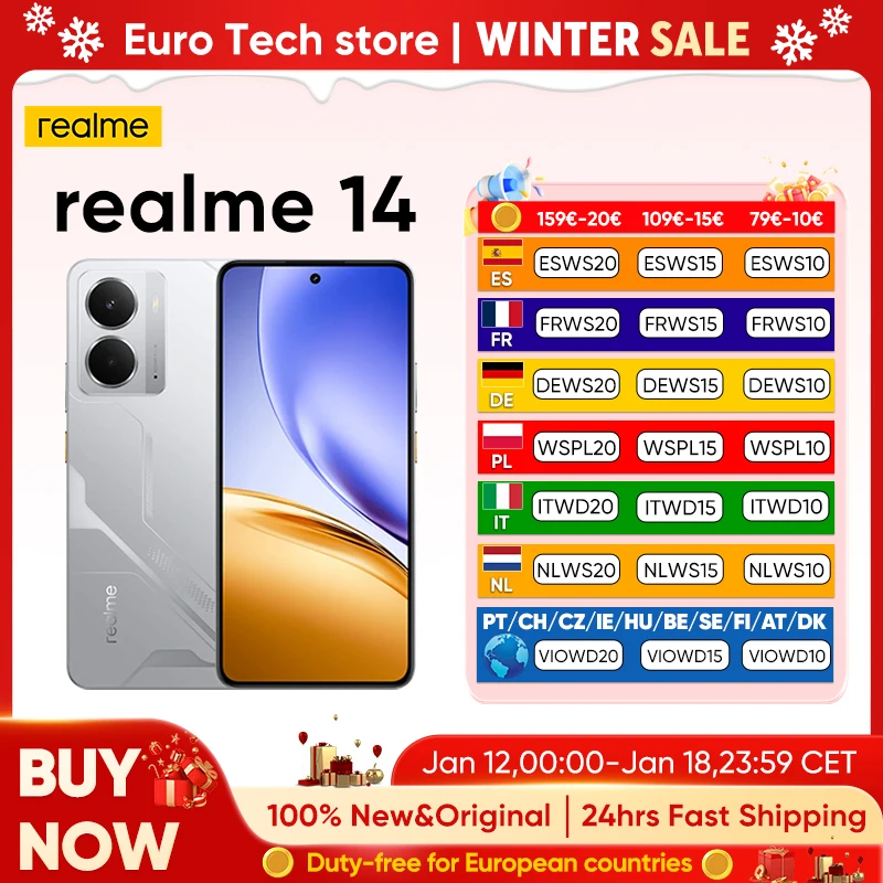 Smartphone Realme 14 5G, 8 Go, 2025 Go, 12 Go, 256 Go, Snapdragon 6, Isabel 4, IP69, Étanche, 256Hz AMOLED, Affichage Esports, Première mondiale, 120 Smartphone Realme 14 5G, 8 Go, 2025 Go, 12 Go, 256 Go, Snapdragon 6, Isabel 4, IP69, Étanche, 256Hz AMOLED, Affichage Esports, Première mondiale, 120