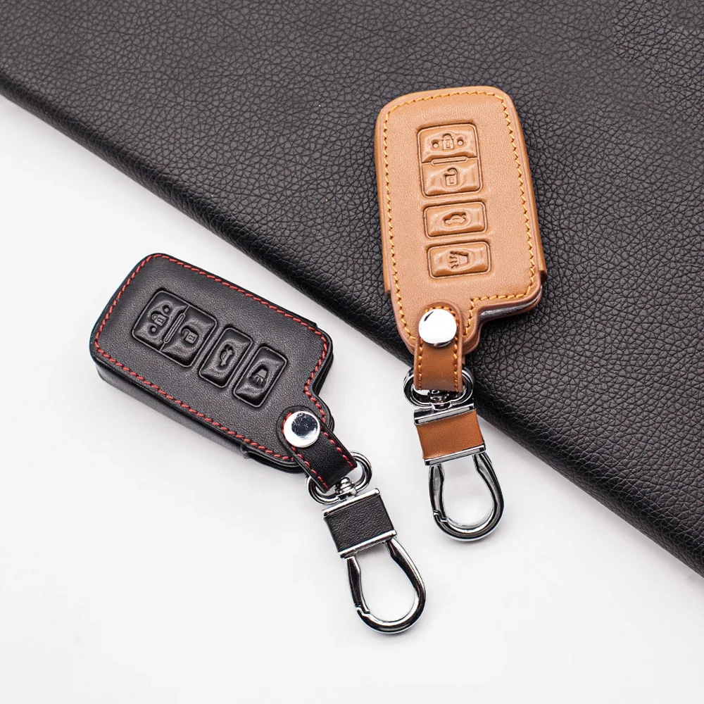 For Toyota Camry Avalon rav4 Corolla Highlander Land Cruiser 4 Buttons Genuine Leather Case Cover Car Key Auto Accessories