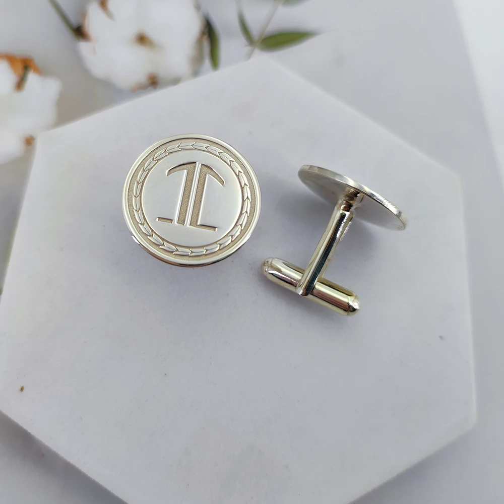 

Custom 925 Solid Silver Logo Cufflinks Engraved Your logo letter Personalized Cuff Links Fashion Men Jewelry Gifts