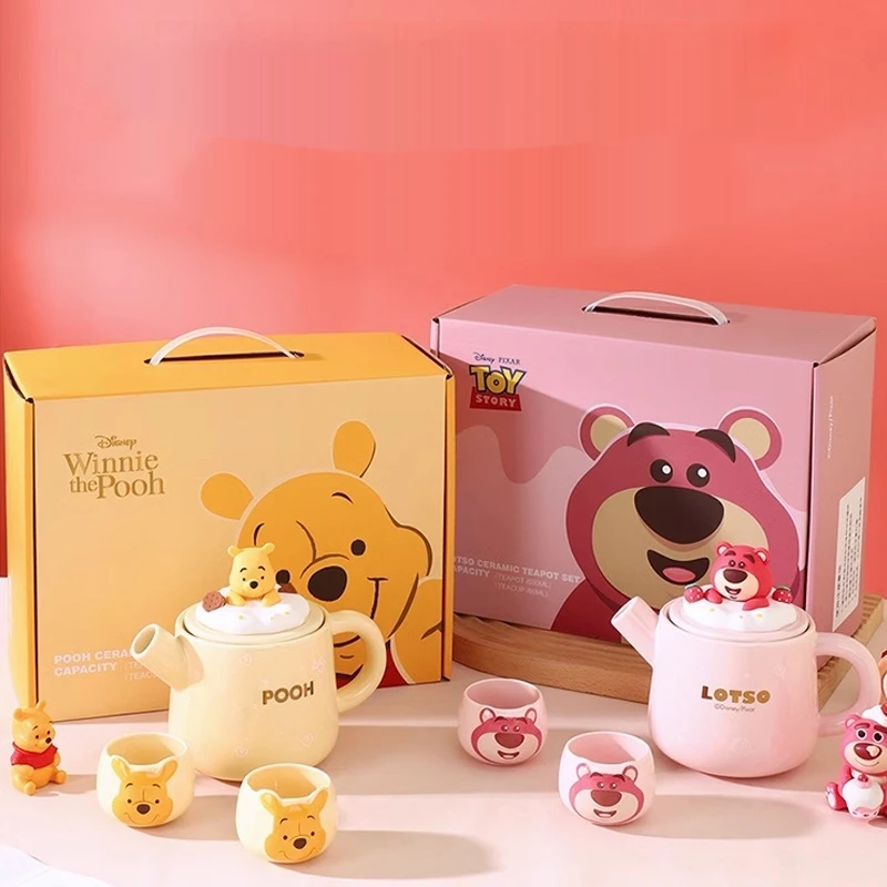 

Miniso Anime Disney Story Lotso 500ml 3pcs Tea Pot Set Cute Pooh Ceramic Tea Cup Cartoon Printing Teas Supplies Send Friend Gift