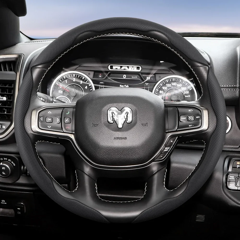 

Suitable for Dodge Breathable Hole Leather Steering Wheel Cover Segmented Quick Release Design Non-Slip and Durable Challenger