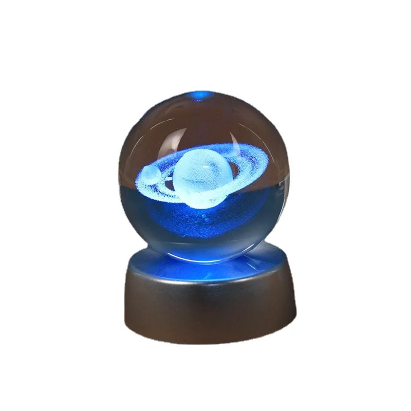 Unique Glowing Planetary Galaxy Astronaut Crystal Ball Night Light Battery Power Warm Bedside Light Christmas Gift Night Lamp