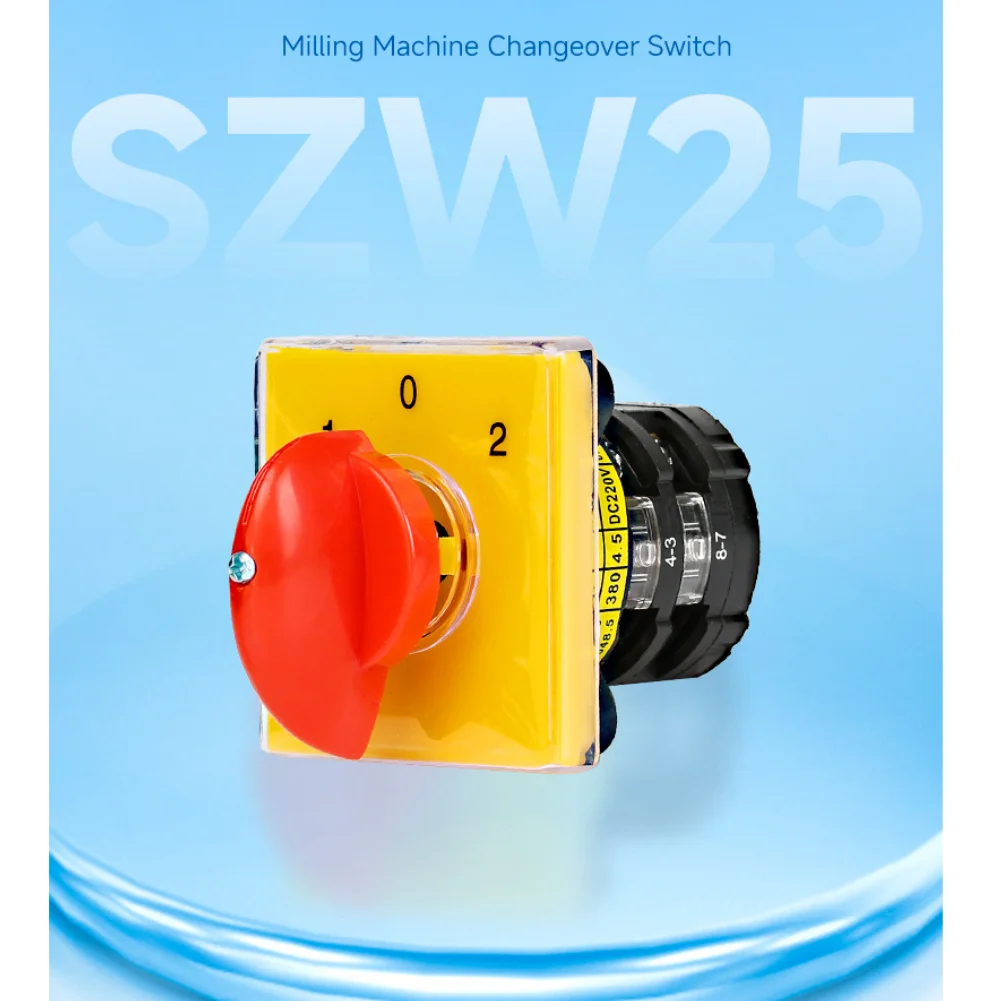 SZW25 Three Position Two Section Rotary Changeover Switch 500V 25A Easy Operation For Milling Machine Industrial Use