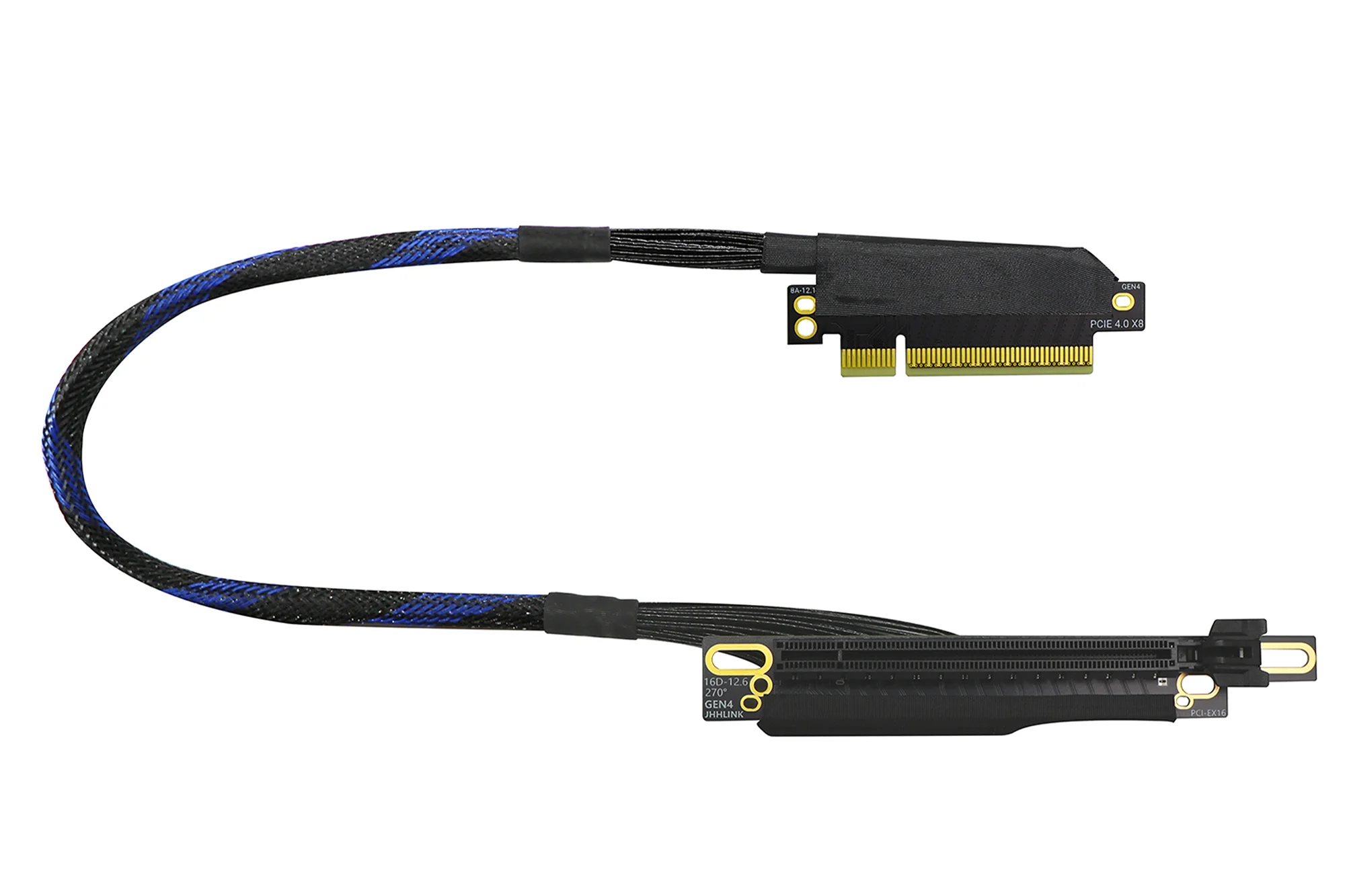 PCIE 4.0 X8 to X16 Riser Cable Built-in Left Right AI Server Adapter with Sleeve