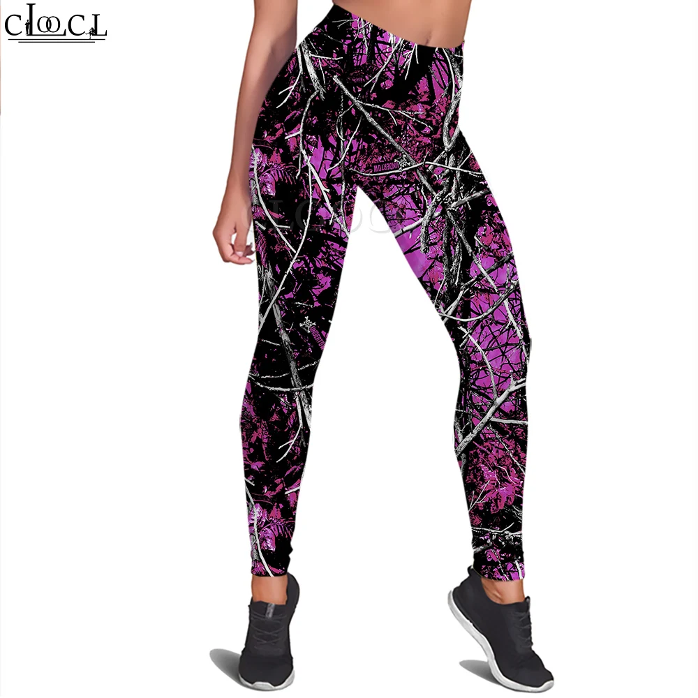 CLOOCL Frauen Fitness Leggings Push-Up Jogging Yoga Gym Hose Hohe Taille Mode 3D Psychedelic Jagd Wald Print Leggings