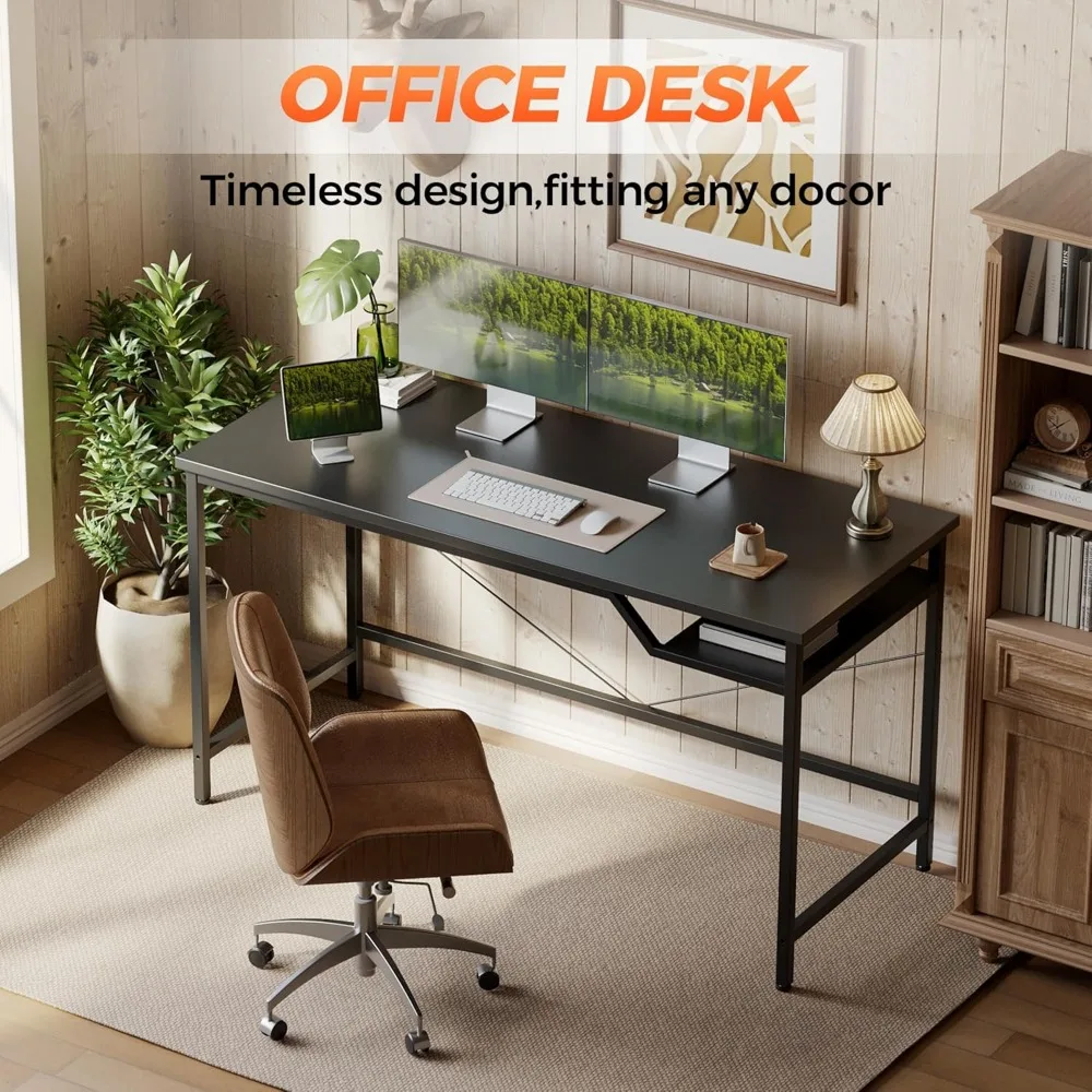 Escritorio para computadora de 55 x 24 pulgadas, escritorio para juegos para espacios pequeños, mesa moderna de estilo simple para oficina en casa, mesa de escritura para estudiantes de estudio