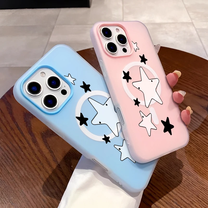 

Чехол для телефона Magnet Estheticism Cool Manga Black White Star Wireframe для IPhone 16, 15, 14, 13, 12, 11 PROMAX, силиконовый чехол для телефона