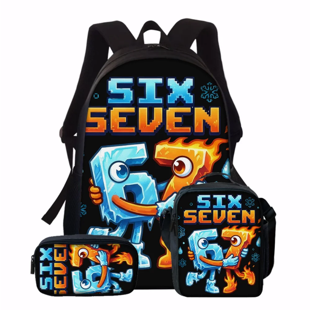 3PCS Numbered 6&7 Pattern Backpack Set | The Perfect Choice for School & Travel