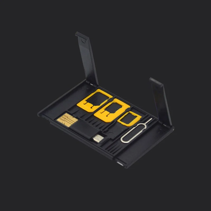 Credit Card Size Slim SIM Adapter Kit with TF Card Reader & SIM Card Tray Eject Pin SIM Card Holder For iPhone Huawei Xiaomi