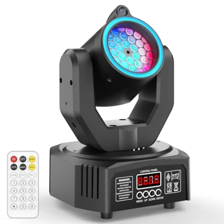 

Compact 30W Stage Moving Head Light with Beam, GOBO Projection, Remote Control Sound Active and DMX512 Control 450° Pan/180° Ti