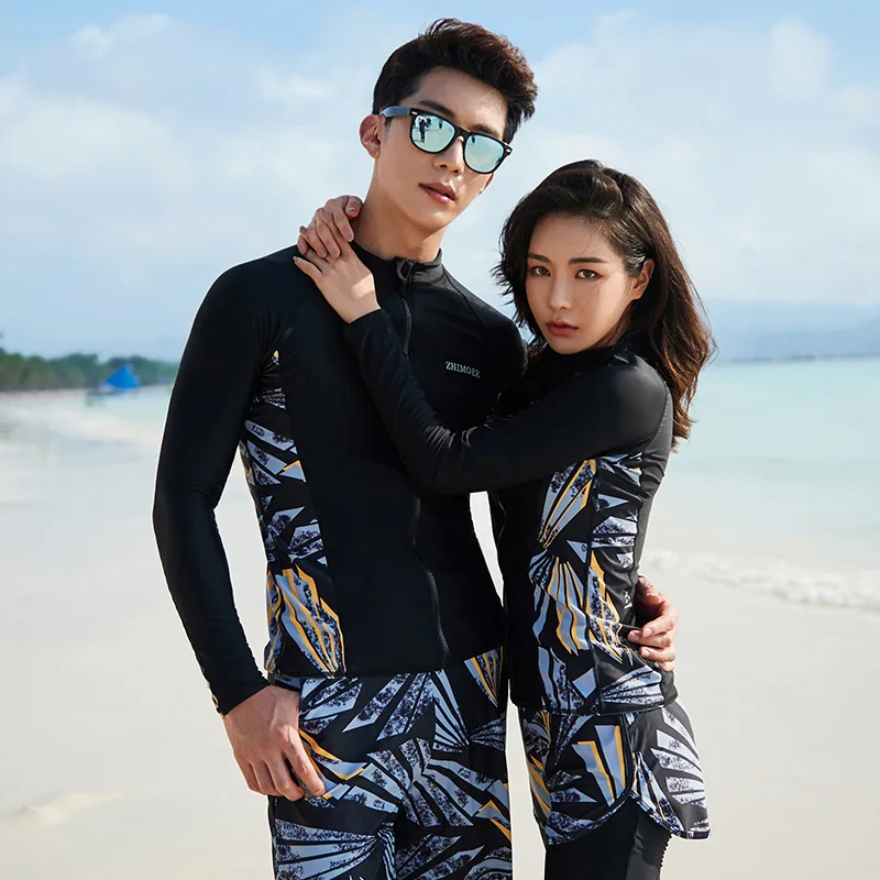 Rash Guards Men Women 3/5 Pieces Long Sleeve Shirt Long Pants Couples Swimwear Surfing Bathing Suits Rashguard Wetsuits