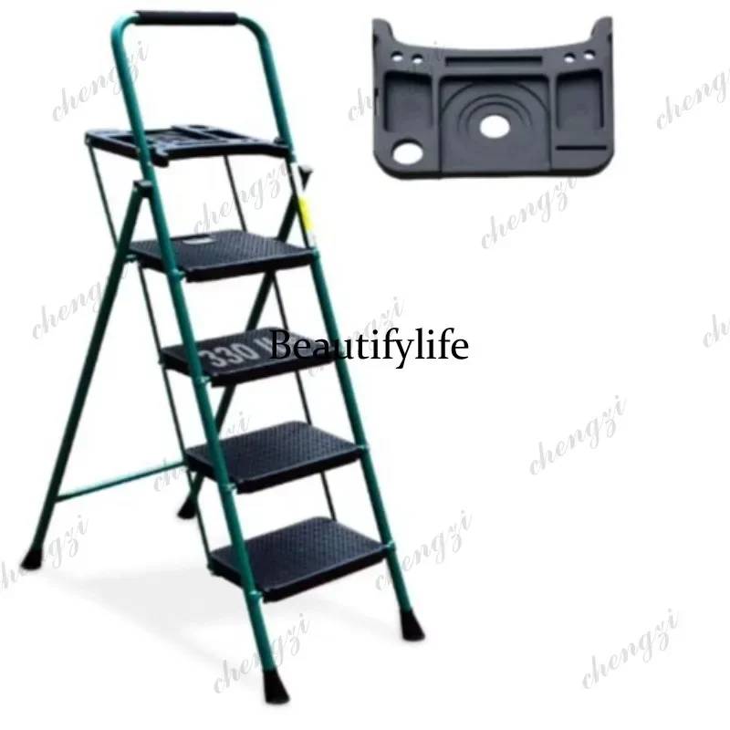 z189   household ladder with tool platform folding ladder stool wide non-slip pedal sturdy