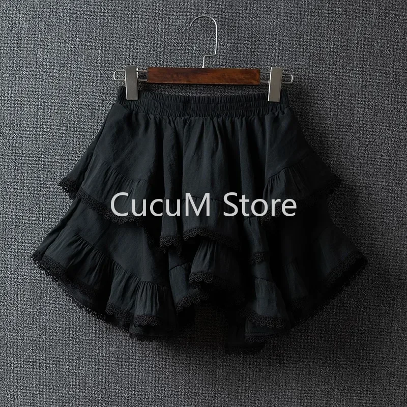 Irregular Ruffle Kawaii Mini Summer Skirts Women Faldas Mujer De Moda Patchwork Lace Jupe Korean Saia Fashion Sweet White Skirt