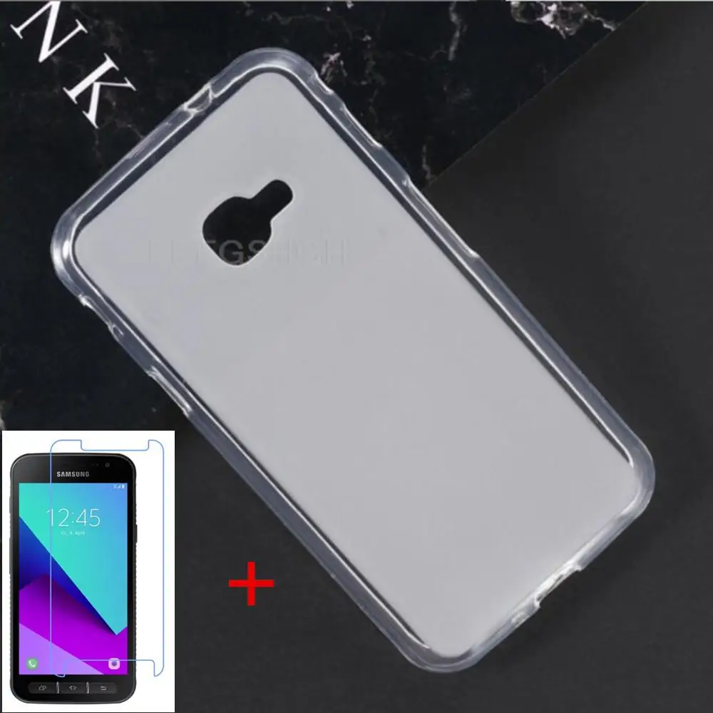 Anti-knock Soft TPU Phone Case For Samsung Galaxy Xcover 4 4S SM-G390F Silicone Caso Cover Bumper Tempered Glass