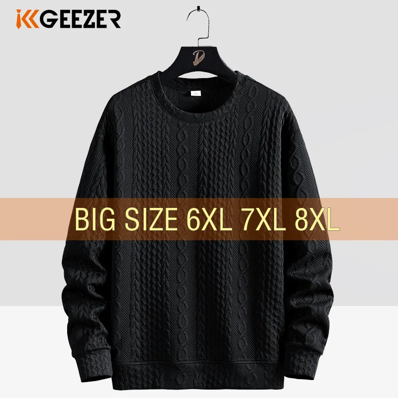 Men Sweatshirts Long Sleeve Oversized Plus Size 6XL 7XL 8XL O-Neck Pullovers Streetwear Fashion Sportswear Male Autumn Winter