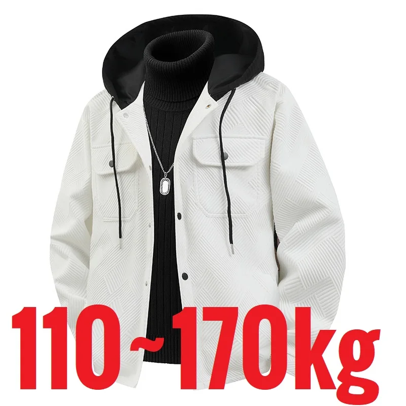 

Мужская куртка очень большого размера с капюшоном на пуговицах, мужское пальто на осень и весну, большие размеры, большие размеры 7XL, 150 кг, толстая свободная посадка, повседневная верхняя одежда