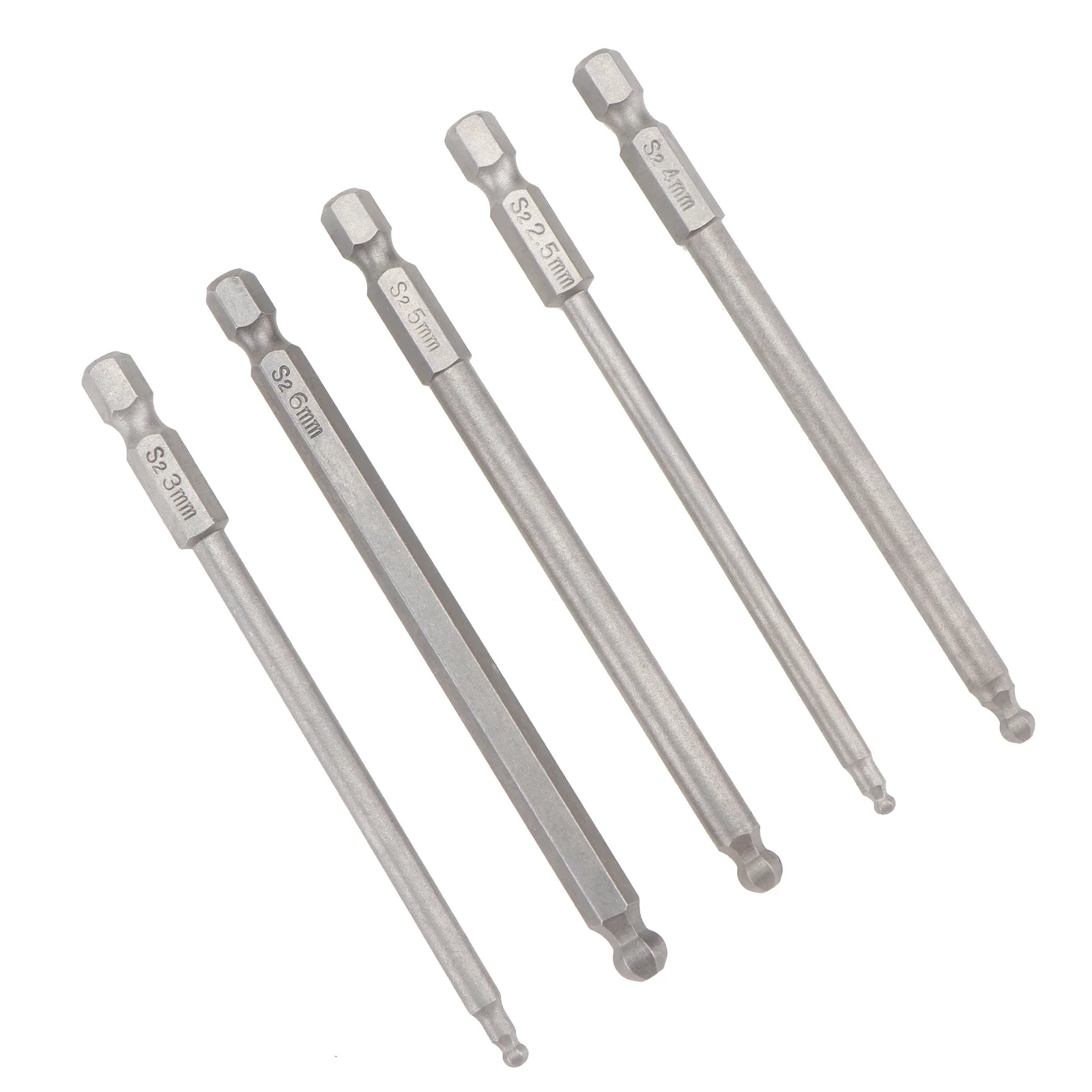Jeu d'embouts de tournevis à extrémité sphérique magnétique en acier, tête hexagonale 2.5mm 3Mm 4Mm 5Mm 6Mm, embouts de tournevis de haute précision 100Mm de longueur 5 pièces