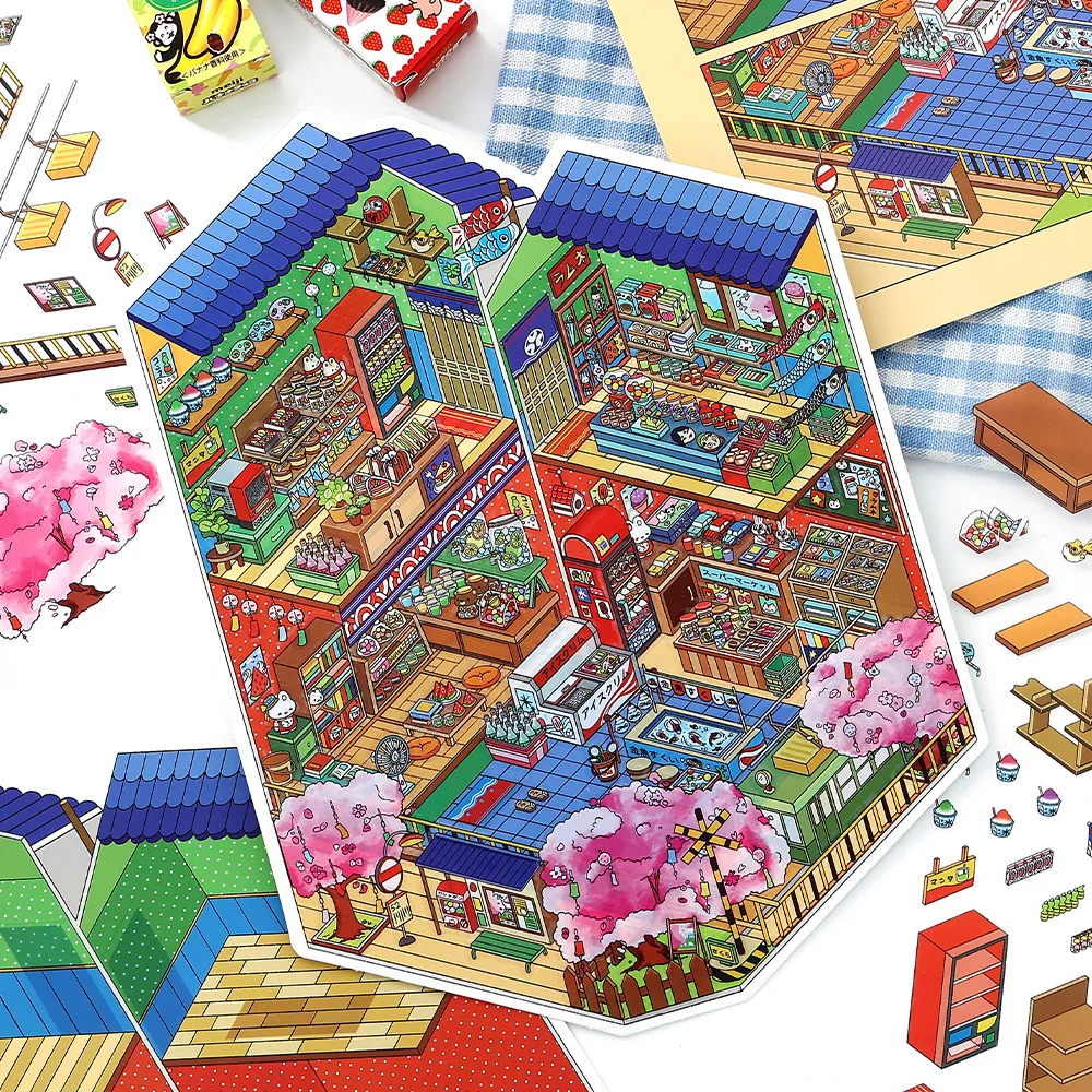 Серия сегодняшнего открытия, 23-я круглая, 4/16 листов, большие пейзажные наклейки 2,5D, пейзажные наклейки ручной работы своими руками.