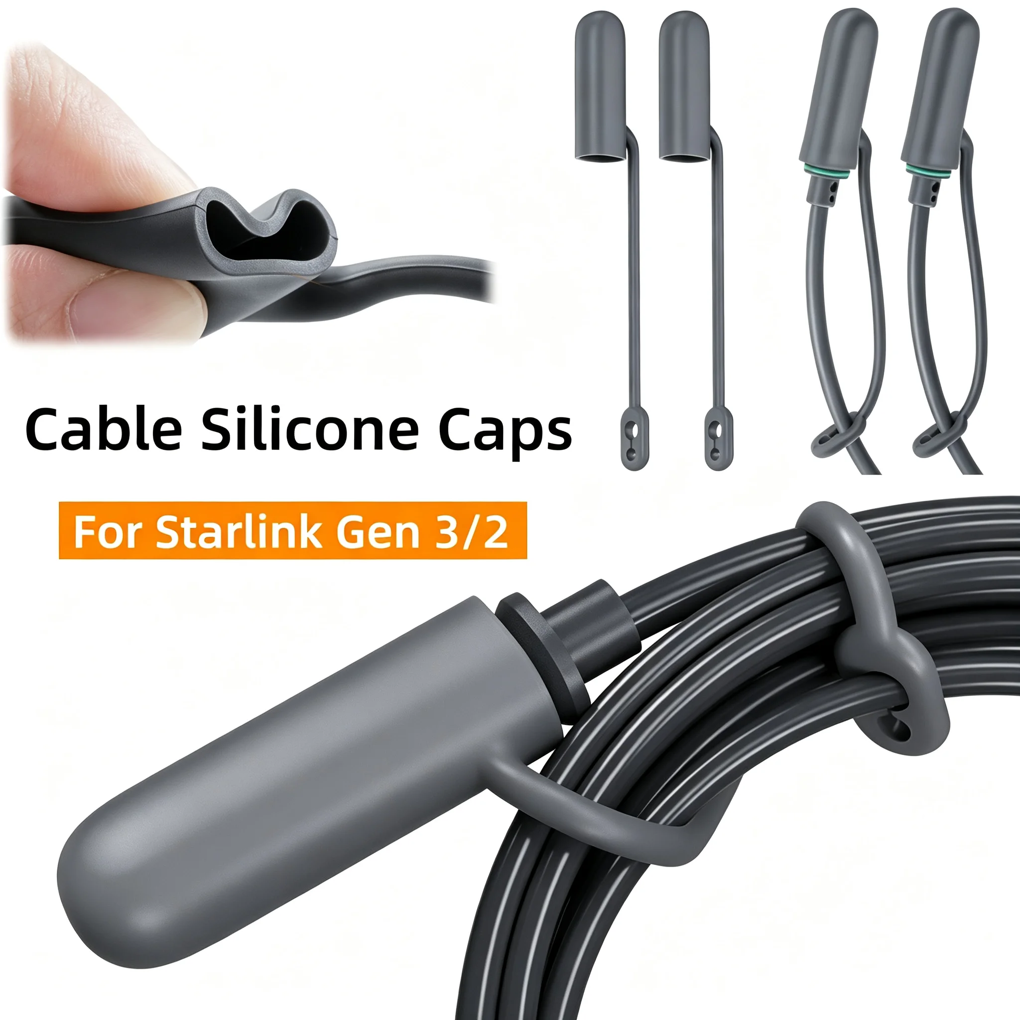 For Starlink Gen 3/2 Cable End Caps Mounting Kit Grommet Anti-Dust 4pcs Silicone Protective Covers for Starlink 2/V3 Cable Plugs