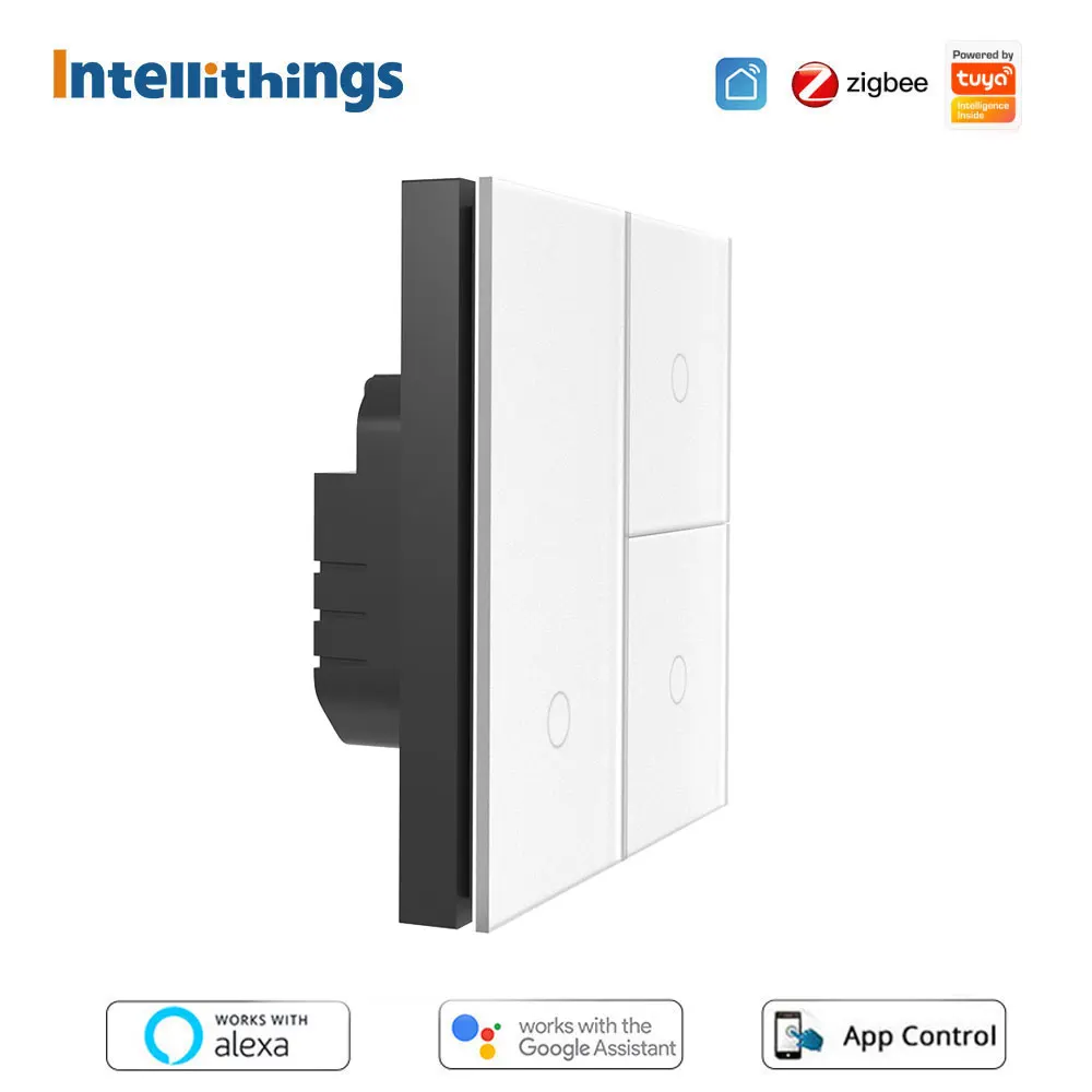 

Intellithings Tuya Zigbee EU Wall Light Switch 1 2 3 Gangs Push Button Interruptor Homekit Alexa Google Home Voice Control