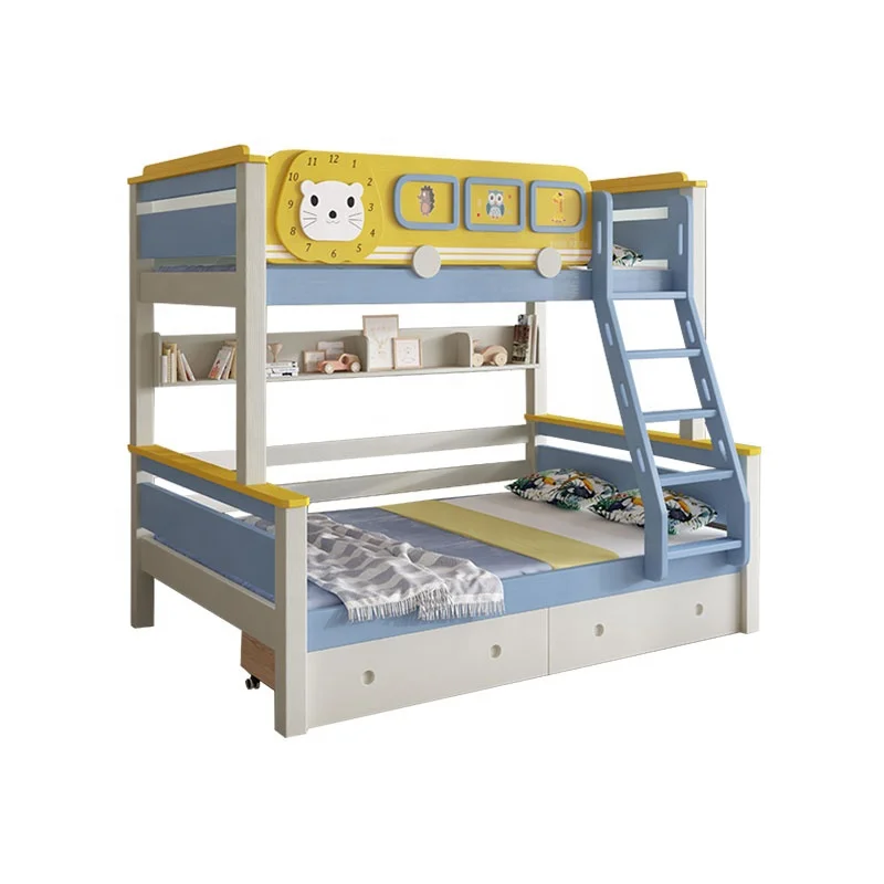 

Wholesale Children's Solid Wood Bed Multifunctional Bunk Bed Simple with Ladder Cabinet Mother Bed Bedroom Furniture