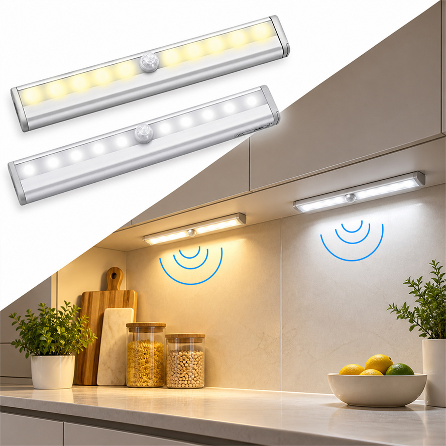 10/6 LED PIR Motion Sensor Lamp Night Light Home Bedroom Room Kitchen Closet Aisle Light Detector Cabinet Staircase Decoration