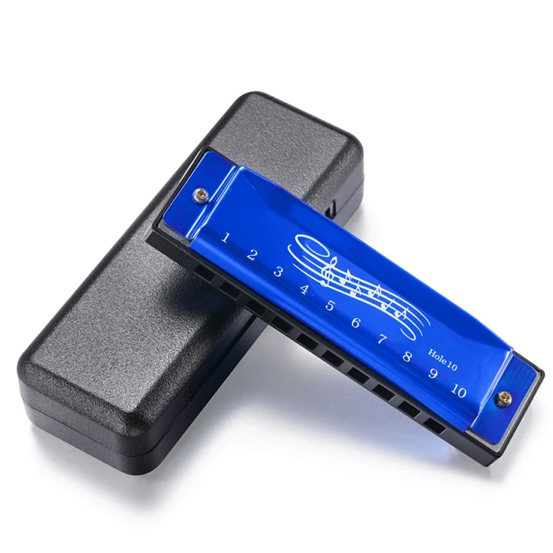 10 Holes Key Of C Blues Harmonica Children's Music Enlightenment Musical Instrument Educational Toy +Case