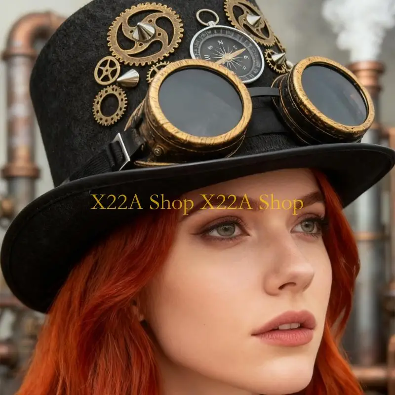 Unique Retros Cotton Linen Hat Brasses Compasses Embellishments Unisex Wear