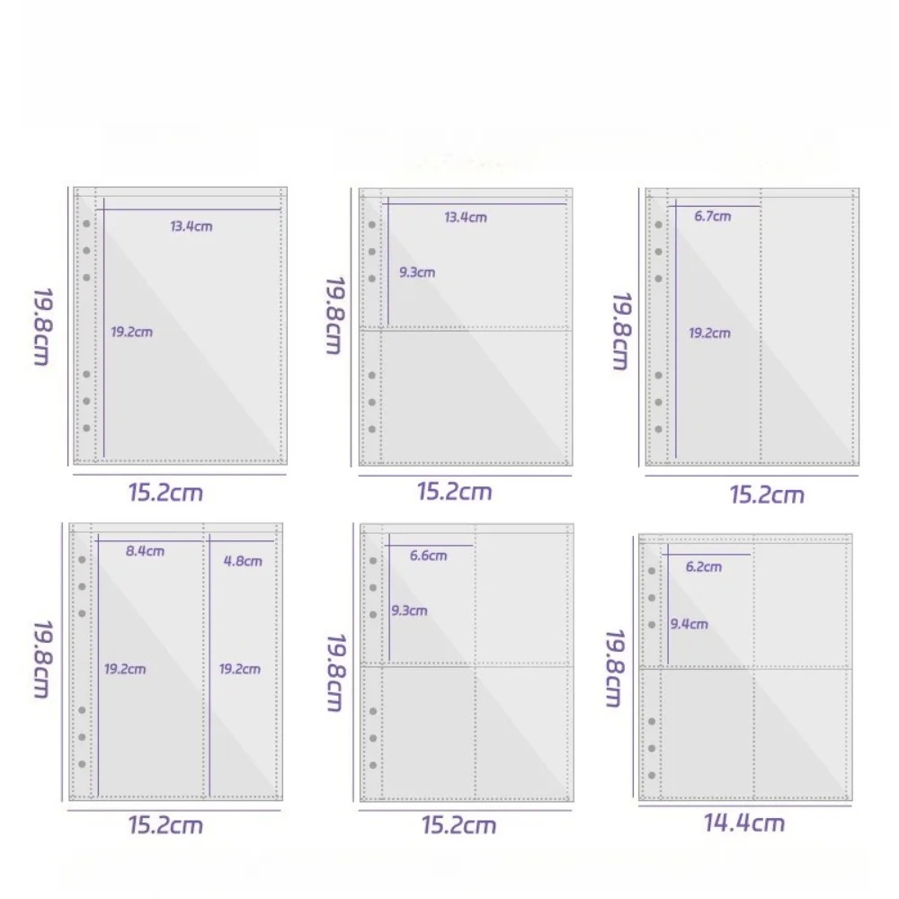 A5 6-Hole Clear PP Inner Pages – 1/2/4 Pocket Layout for Photo Cards, Idol Collections & Memorabilia Protection