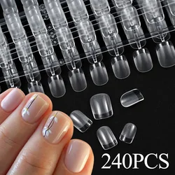 240pcs Clear Natural Fake Nails Tips Short Square/Almond Ultra-thin Artificial Press on Nails Full/Half Cover Nail Art Extension
