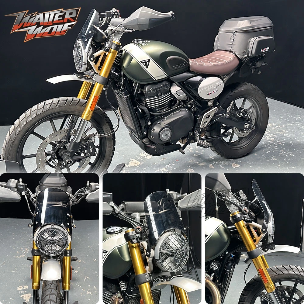 Retro Smoke Windshield Motorcycle Windscreen For Speed 400 Scrambler 400X Scrambler400X 2024-2025 Wind Deflector Spoiler Airflow - Image 2