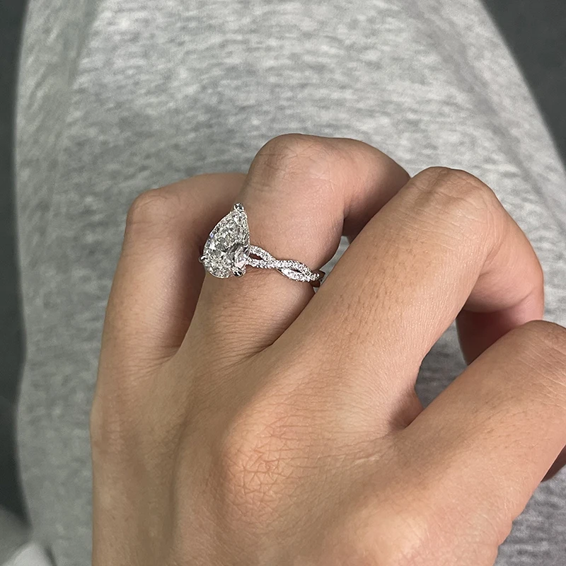 Platin 950 Twist-Design Ring 2CT DEF VS-VVS Labor-Diamant IGI-Zertifiziert Luxus Damen Verlobungs- und Hochzeitsschmuck – Detail 9