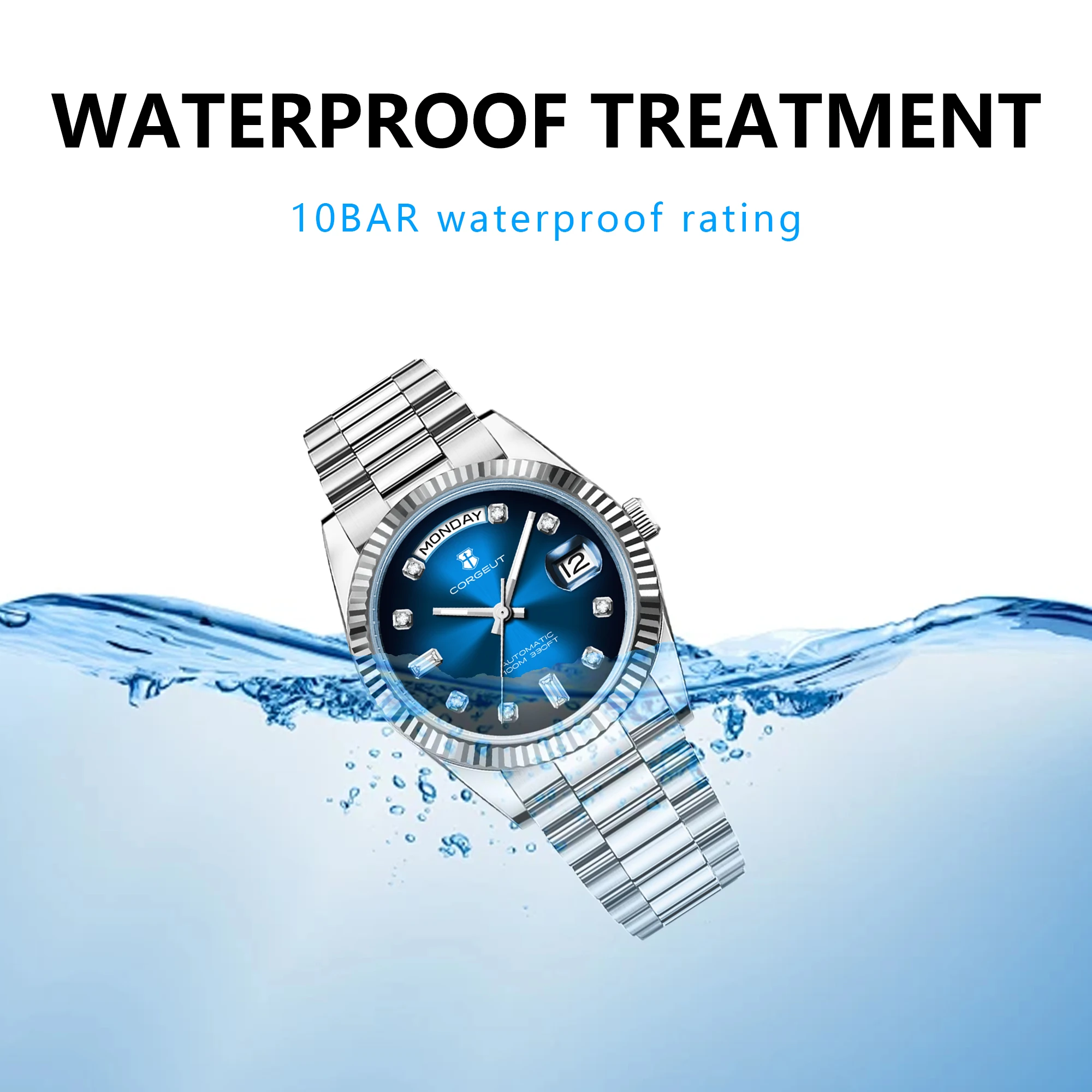 Custom Logo Watch Automatic 36/39MM Men's Watch Sapphire ST1644 Gold Luxury Waterproof Diving Watch for Men Corgeut