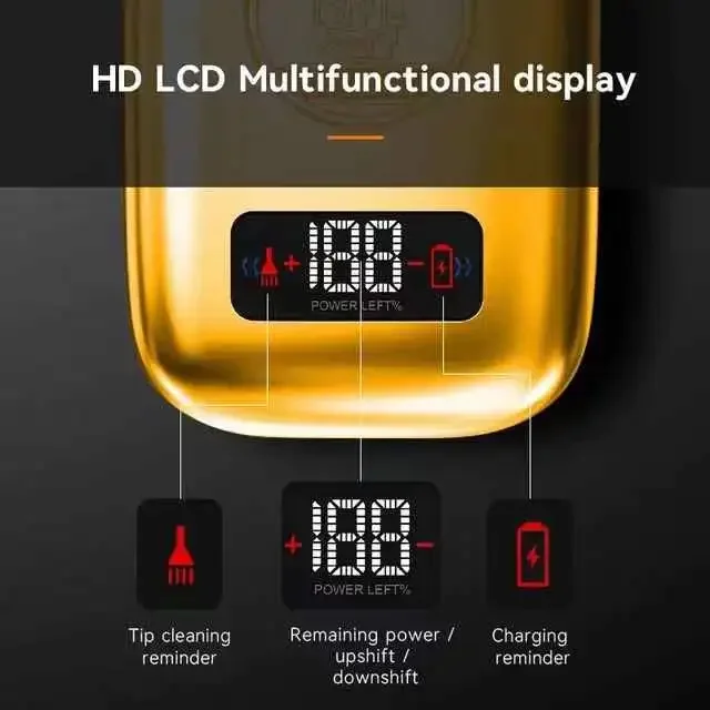 Tagliacapelli con testa d'oro USB per rasoio elettrico con display a LED alternativo in metallo KM-TX3