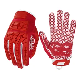 Seibertron Lineman 2.0 wyściełane Palm futbol amerykański odbiornik rękawice elastyczne TPR ochrona przed uderzeniami Rugby Red Glove Adult