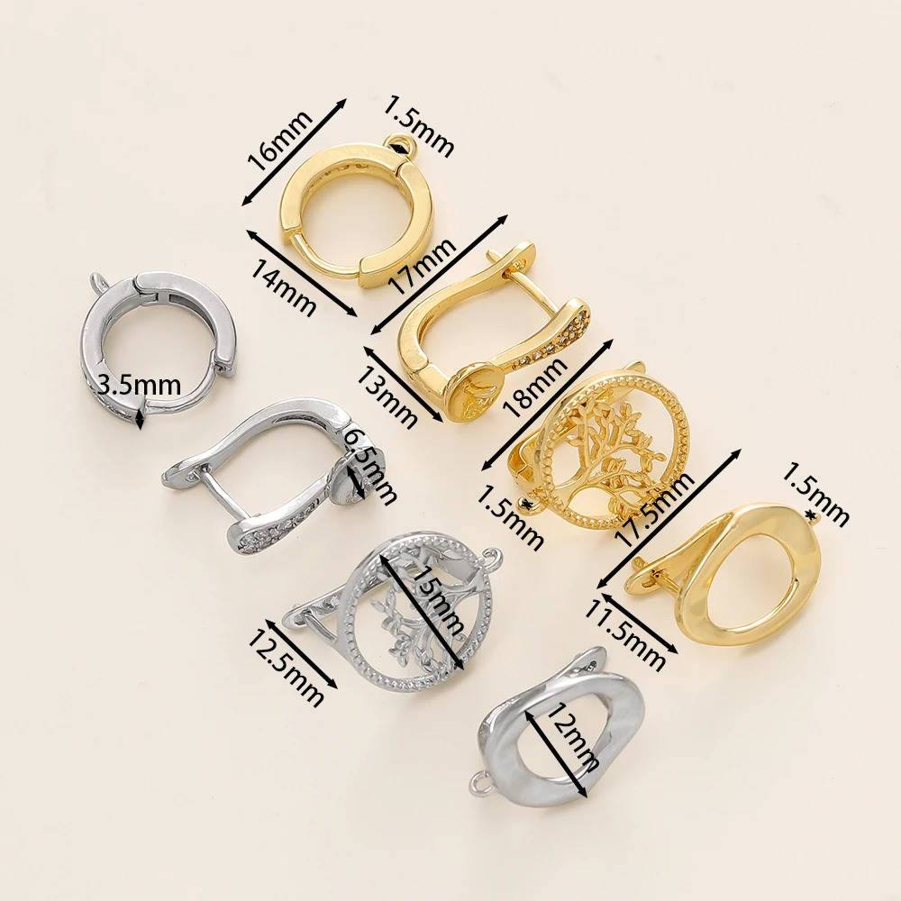 2pcs/lot 4 Styles 18K Gold Color Plated Metal Copper Various Earring Hook Clasps For Women Earrings Jewelry Making Accessories