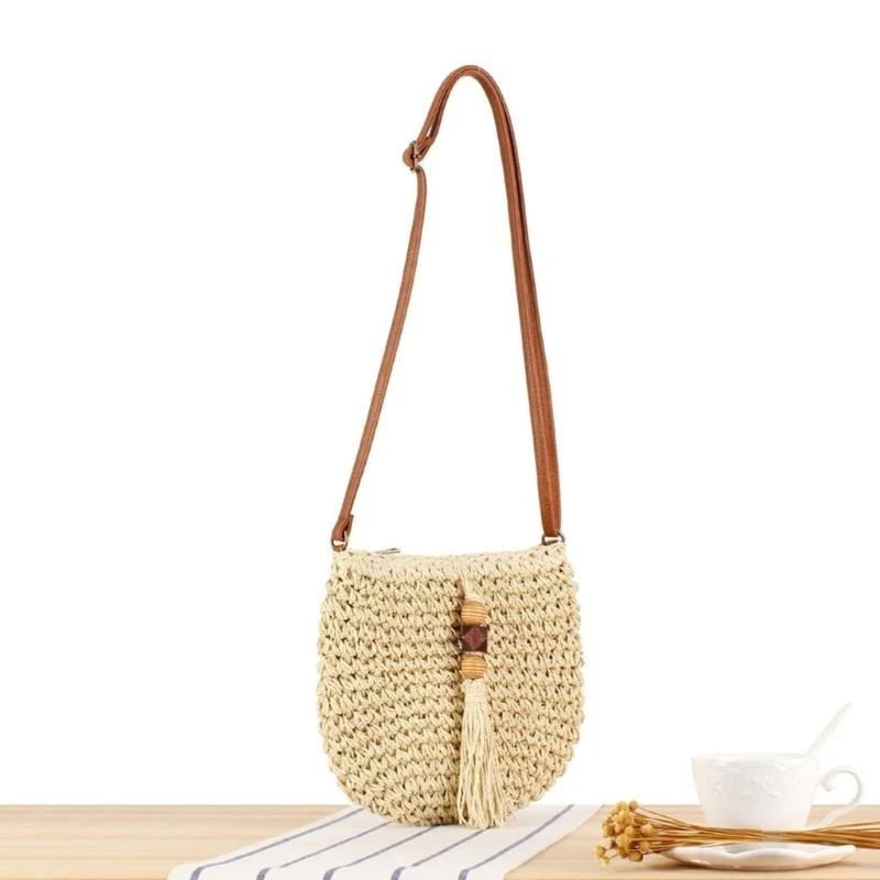 

E8FB Stylish Creative Straw Purse Casual Shoulder Crossbody Bag with Spacious Interior For Vacation And Everyday Wear