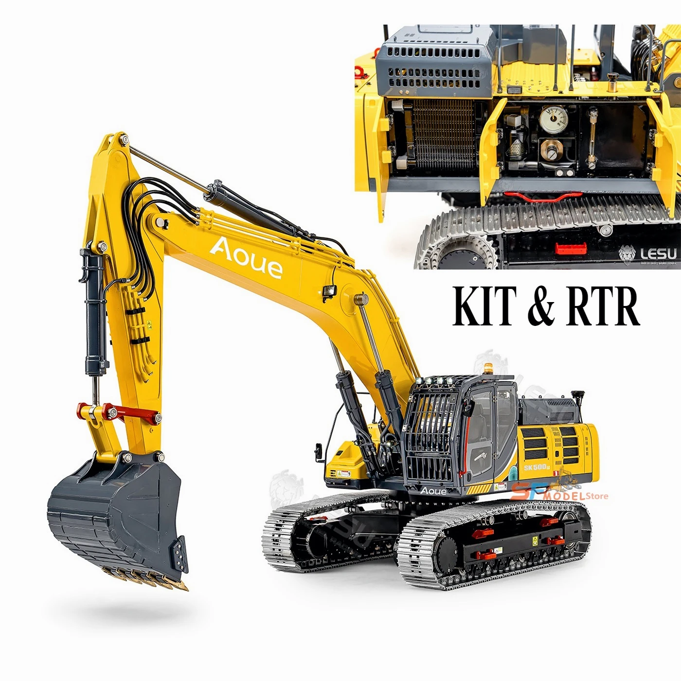 

LESU SK500 RC Excavator 1/14 Hydraulic Remote Control Excavator KIT/RTR Version 6-Way Valve Tracked Excavator Metal Model Toy