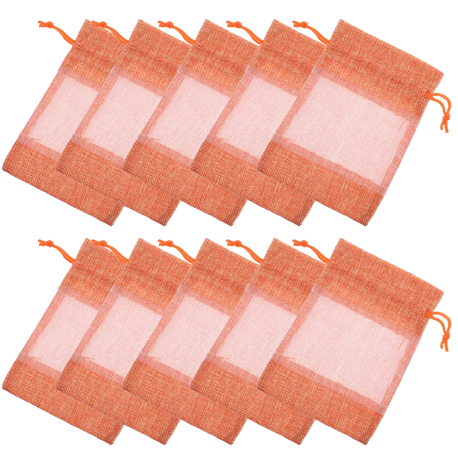 

10pcs Lightweight Drawstring Mesh Bags 10x14cm Orange Sachet Empty Lavender Gift Jewelry Storage Portable Long-lasting
