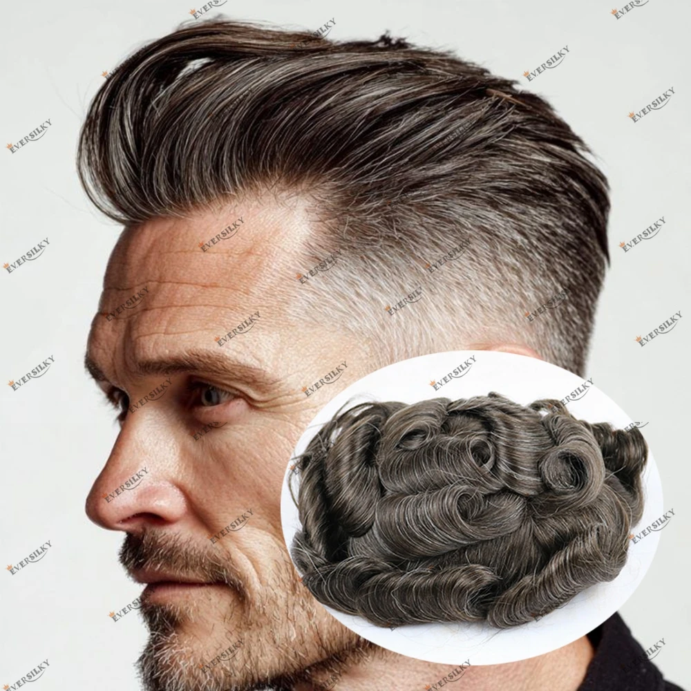 

0.02mm Ultra Thin Skin PU Undetected Human Hair Bald Men's Hair Replacement Toupee Vloop Natural Hairline 90% Density Men Wigs