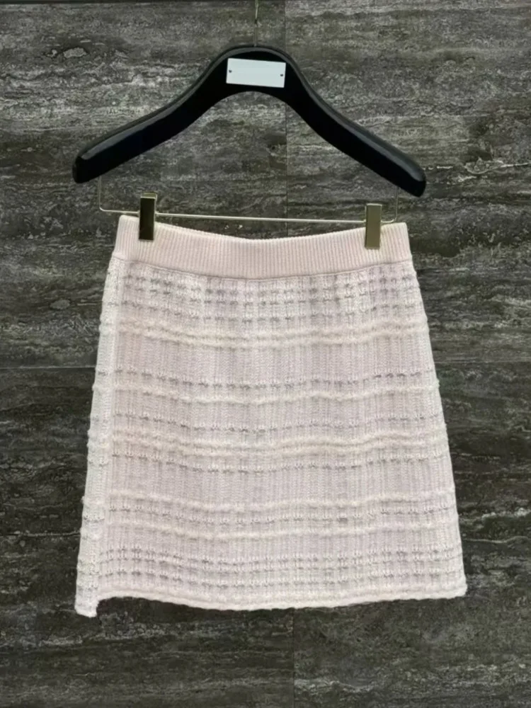 CHUJIE Frühherbst 2025 TB Set im akademischen Stil, Blasengarn und Tweed-Strickjacke und Rock, 2-teiliges Set, jugendliches schickes Outfit