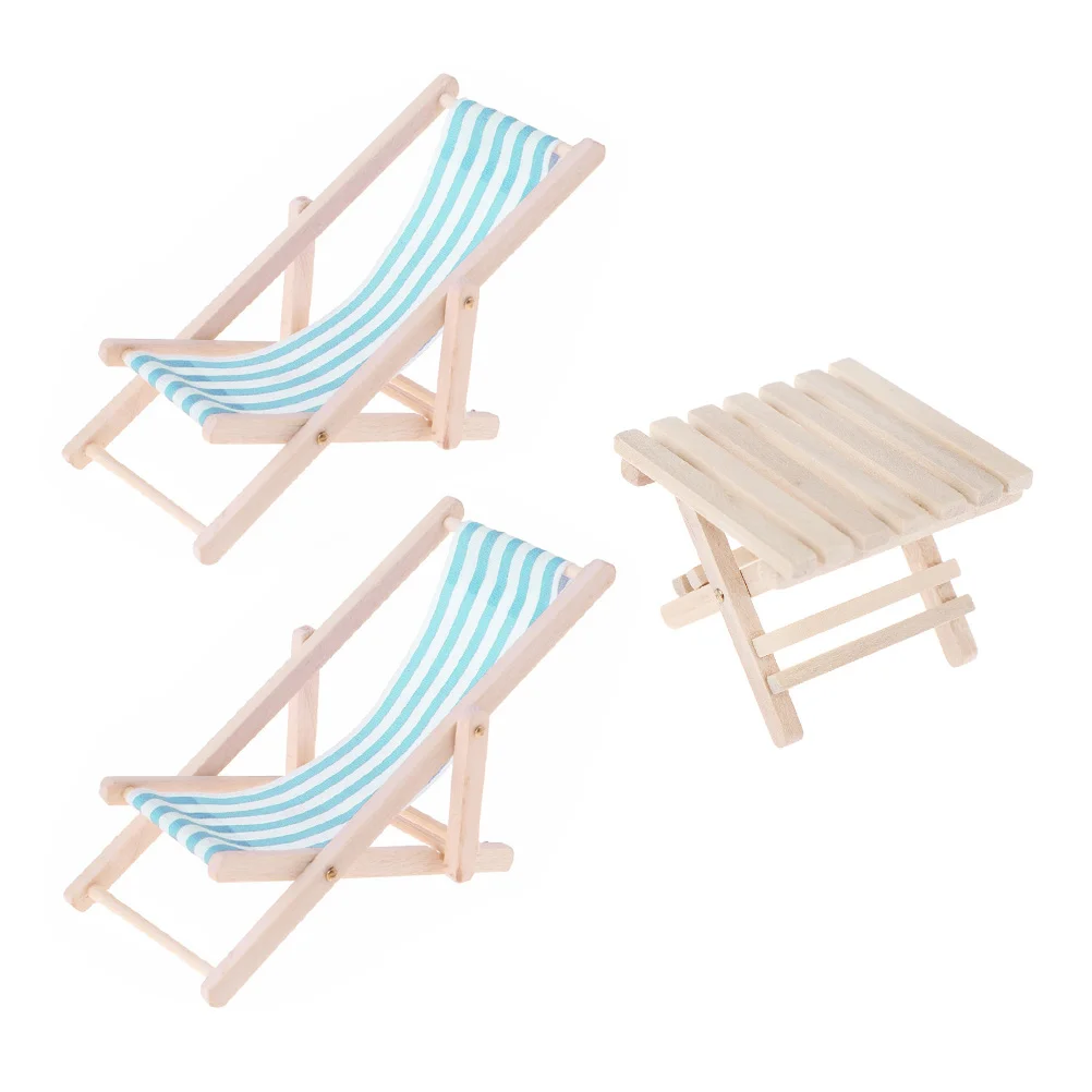 Summer Beach Accessories Model Mini House Furniture Baby Miniature Sunbath Chair