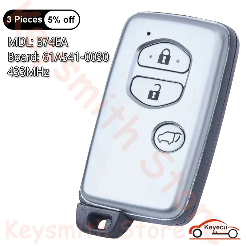

KEYECU 3 Buttons 433MHz for Toyota Prado Land Cruiser 2010-2017 Auto Smart Remote Control Key Fob B74EA Board ID: 61A541-0030