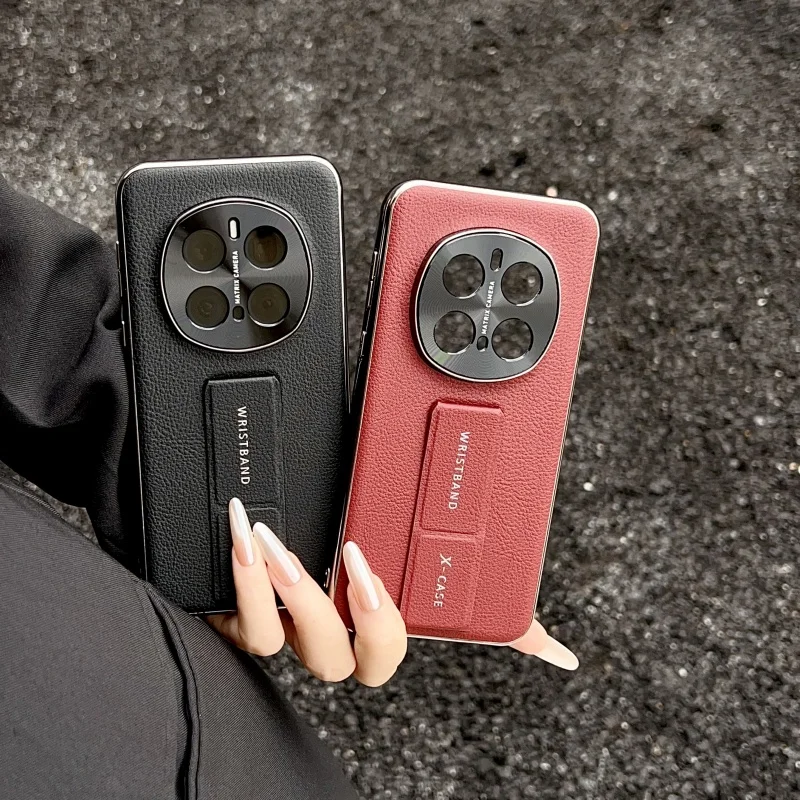 

For Honor Magic7 Magic6 Macic 7 6 Case Smart Wristband Finger Grip Holder CD Pattern Lens Protection Plating Leather Cover